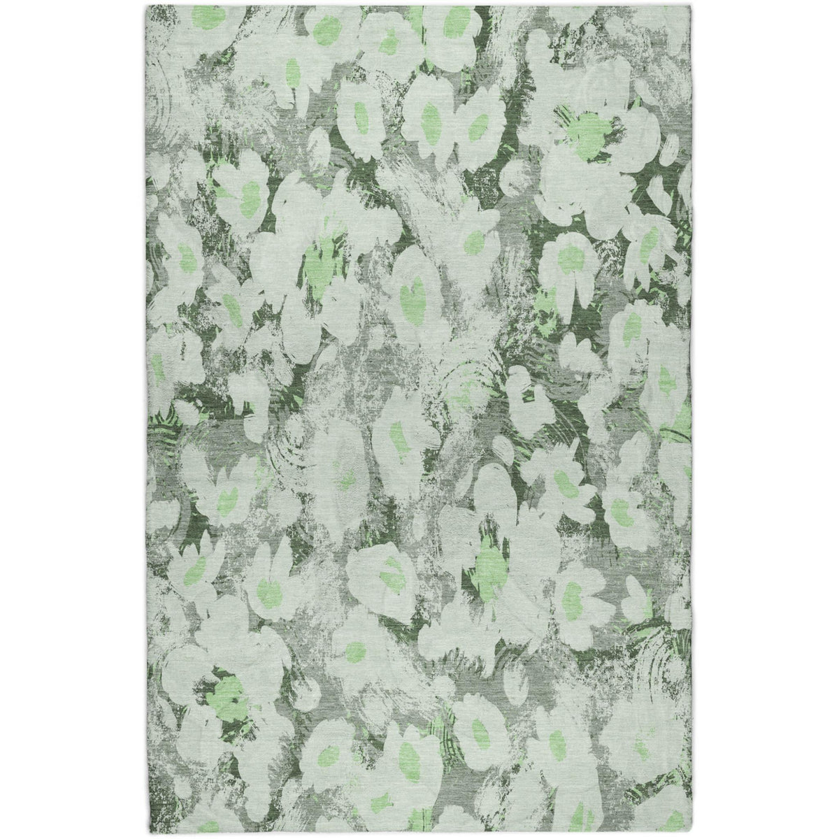 9' X 12' Green And Gray Floral Shag Washable Area Rug With UV Protection - HomeRoots - Flyclothing LLC
