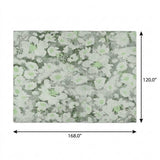 10' X 14' Green And Gray Floral Shag Washable Area Rug With UV Protection - HomeRoots - Flyclothing LLC
