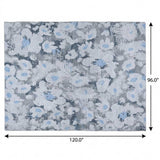 8' X 10' Denim Blue And Blue Floral Shag Washable Area Rug With UV Protection - HomeRoots - Flyclothing LLC