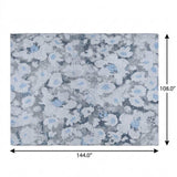 9' X 12' Denim Blue And Blue Floral Shag Washable Area Rug With UV Protection - HomeRoots - Flyclothing LLC