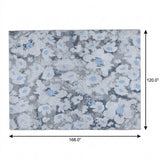 10' X 14' Denim Blue And Blue Floral Shag Washable Area Rug With UV Protection - HomeRoots - Flyclothing LLC