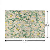 5' X 8' Green And Gold Floral Shag Washable Area Rug With UV Protection - HomeRoots - Flyclothing LLC