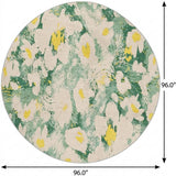 8' Green And Gold Floral Shag Washable Round Rug With UV Protection - HomeRoots - Flyclothing LLC