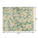 8' X 10' Green And Gold Floral Shag Washable Area Rug With UV Protection - HomeRoots - Flyclothing LLC