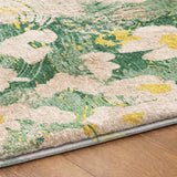 9' X 12' Green And Gold Floral Shag Washable Area Rug With UV Protection - HomeRoots - Flyclothing LLC