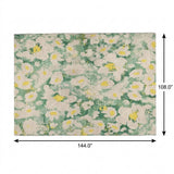 9' X 12' Green And Gold Floral Shag Washable Area Rug With UV Protection - HomeRoots - Flyclothing LLC