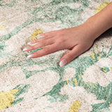 10' X 14' Green And Gold Floral Shag Washable Area Rug With UV Protection - HomeRoots - Flyclothing LLC