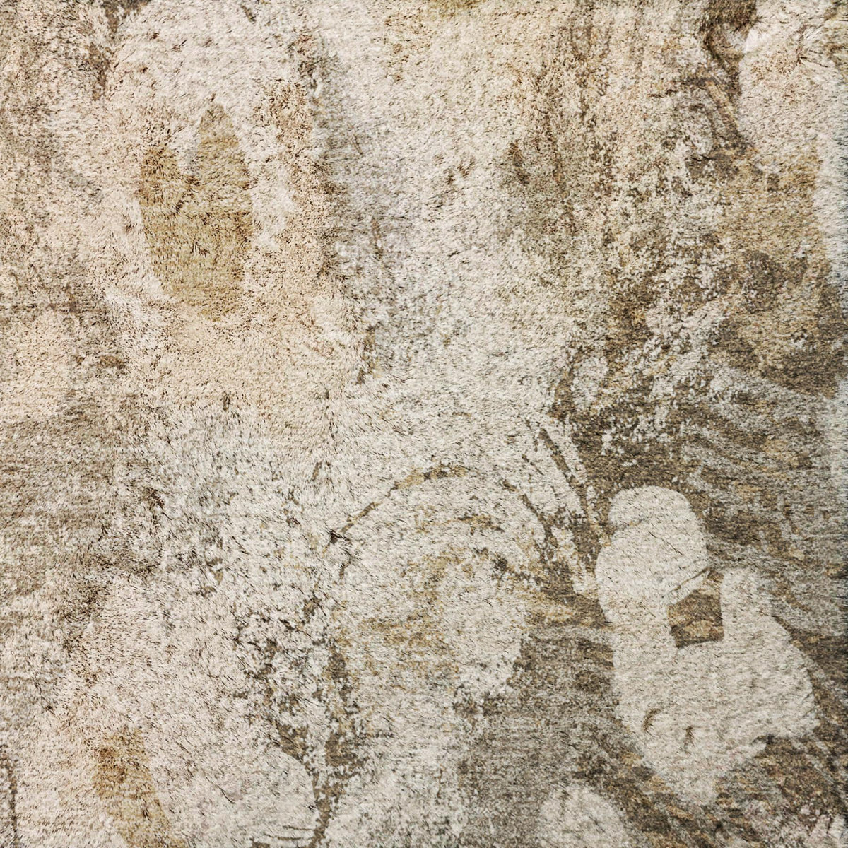 3' X 5' Khaki And Brown Floral Shag Washable Area Rug With UV Protection - HomeRoots - Flyclothing LLC