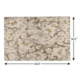 3' X 5' Khaki And Brown Floral Shag Washable Area Rug With UV Protection - HomeRoots - Flyclothing LLC