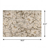 5' X 8' Khaki And Brown Floral Shag Washable Area Rug With UV Protection - HomeRoots - Flyclothing LLC