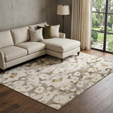 8' X 10' Khaki And Brown Floral Shag Washable Area Rug With UV Protection - HomeRoots - Flyclothing LLC