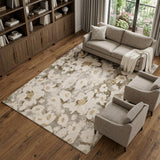 9' X 12' Khaki And Brown Floral Shag Washable Area Rug With UV Protection - HomeRoots - Flyclothing LLC