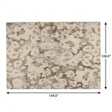 9' X 12' Khaki And Brown Floral Shag Washable Area Rug With UV Protection - HomeRoots - Flyclothing LLC