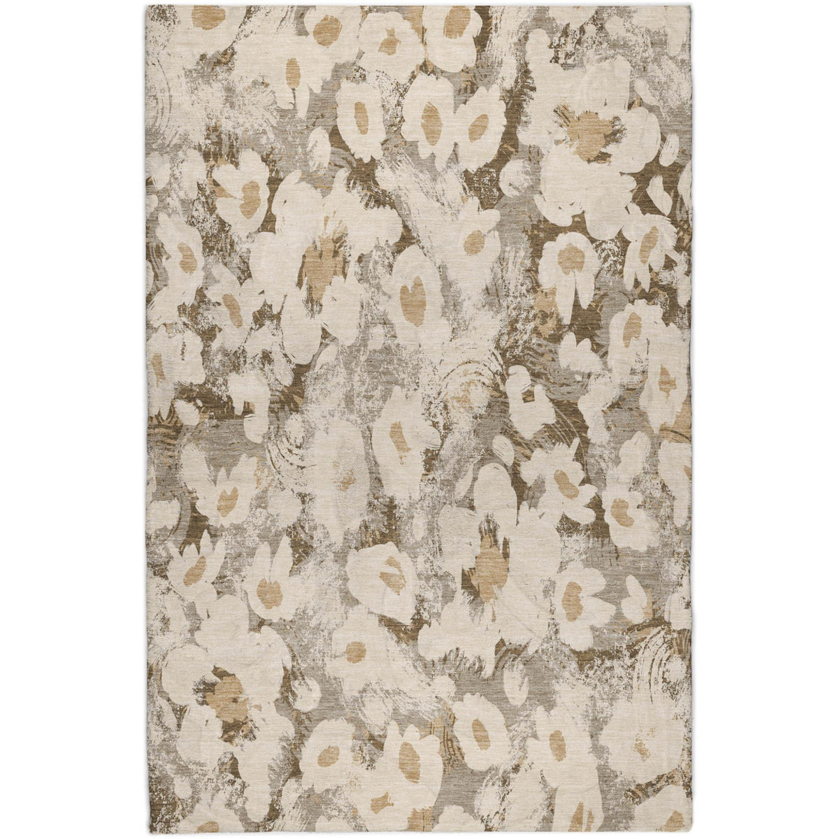 10' X 14' Khaki And Brown Floral Shag Washable Area Rug With UV Protection - HomeRoots - Flyclothing LLC