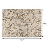 10' X 14' Khaki And Brown Floral Shag Washable Area Rug With UV Protection - HomeRoots - Flyclothing LLC