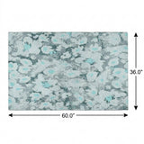 3' X 5' Teal And Gray Floral Shag Washable Area Rug With UV Protection - HomeRoots - Flyclothing LLC