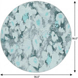 8' Teal And Gray Floral Shag Washable Round Rug With UV Protection - HomeRoots - Flyclothing LLC