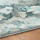 8' X 10' Teal And Gray Floral Shag Washable Area Rug With UV Protection - HomeRoots - Flyclothing LLC