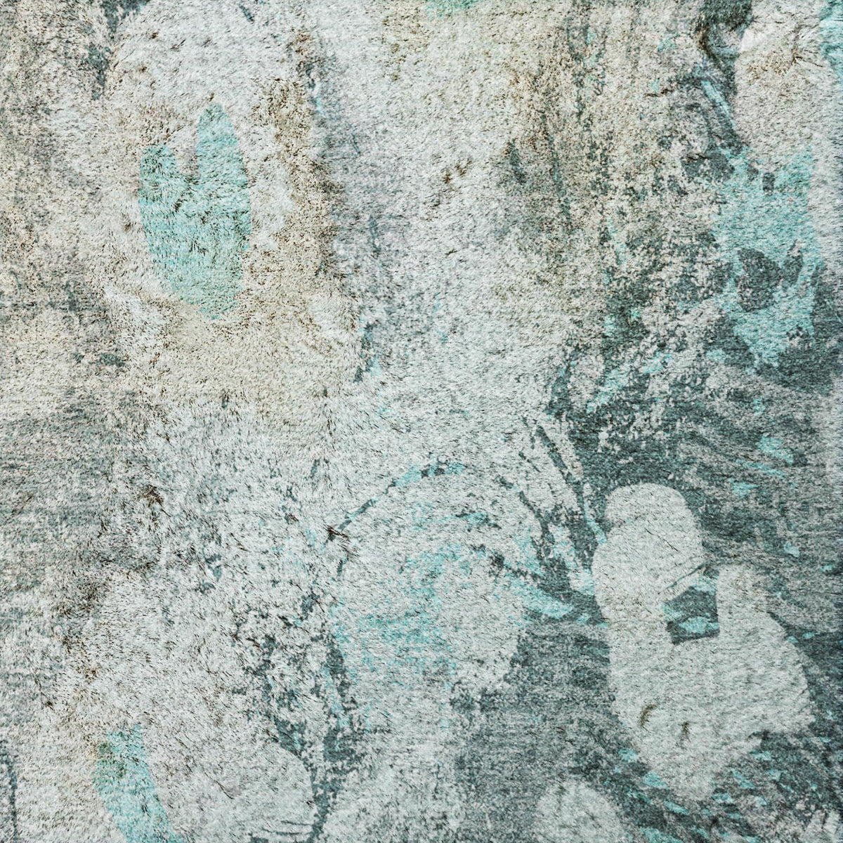 8' X 10' Teal And Gray Floral Shag Washable Area Rug With UV Protection - HomeRoots - Flyclothing LLC