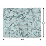8' X 10' Teal And Gray Floral Shag Washable Area Rug With UV Protection - HomeRoots - Flyclothing LLC