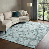 9' X 12' Teal And Gray Floral Shag Washable Area Rug With UV Protection - HomeRoots - Flyclothing LLC