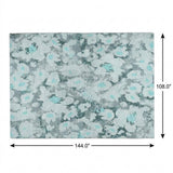 9' X 12' Teal And Gray Floral Shag Washable Area Rug With UV Protection - HomeRoots - Flyclothing LLC