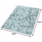10' X 14' Teal And Gray Floral Shag Washable Area Rug With UV Protection - HomeRoots - Flyclothing LLC