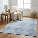 5' X 8' Blue And Denim Blue Geometric Shag Washable Area Rug With UV Protection - HomeRoots - Flyclothing LLC