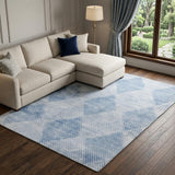 8' X 10' Blue And Denim Blue Geometric Shag Washable Area Rug With UV Protection - HomeRoots - Flyclothing LLC