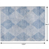 8' X 10' Blue And Denim Blue Geometric Shag Washable Area Rug With UV Protection - HomeRoots - Flyclothing LLC