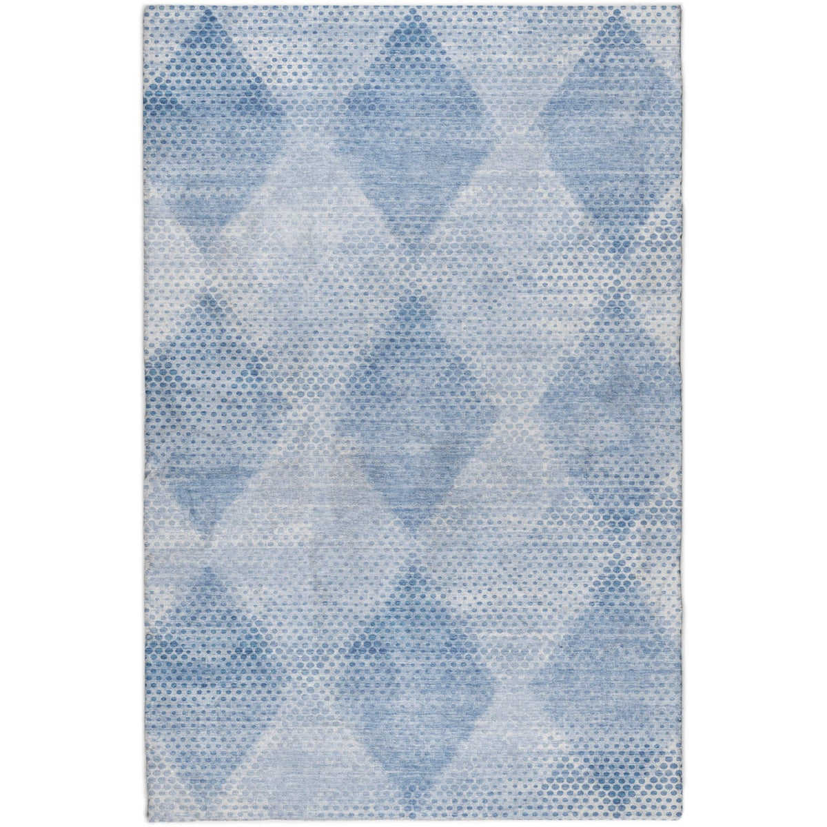 9' X 12' Blue And Denim Blue Geometric Shag Washable Area Rug With UV Protection - HomeRoots - Flyclothing LLC