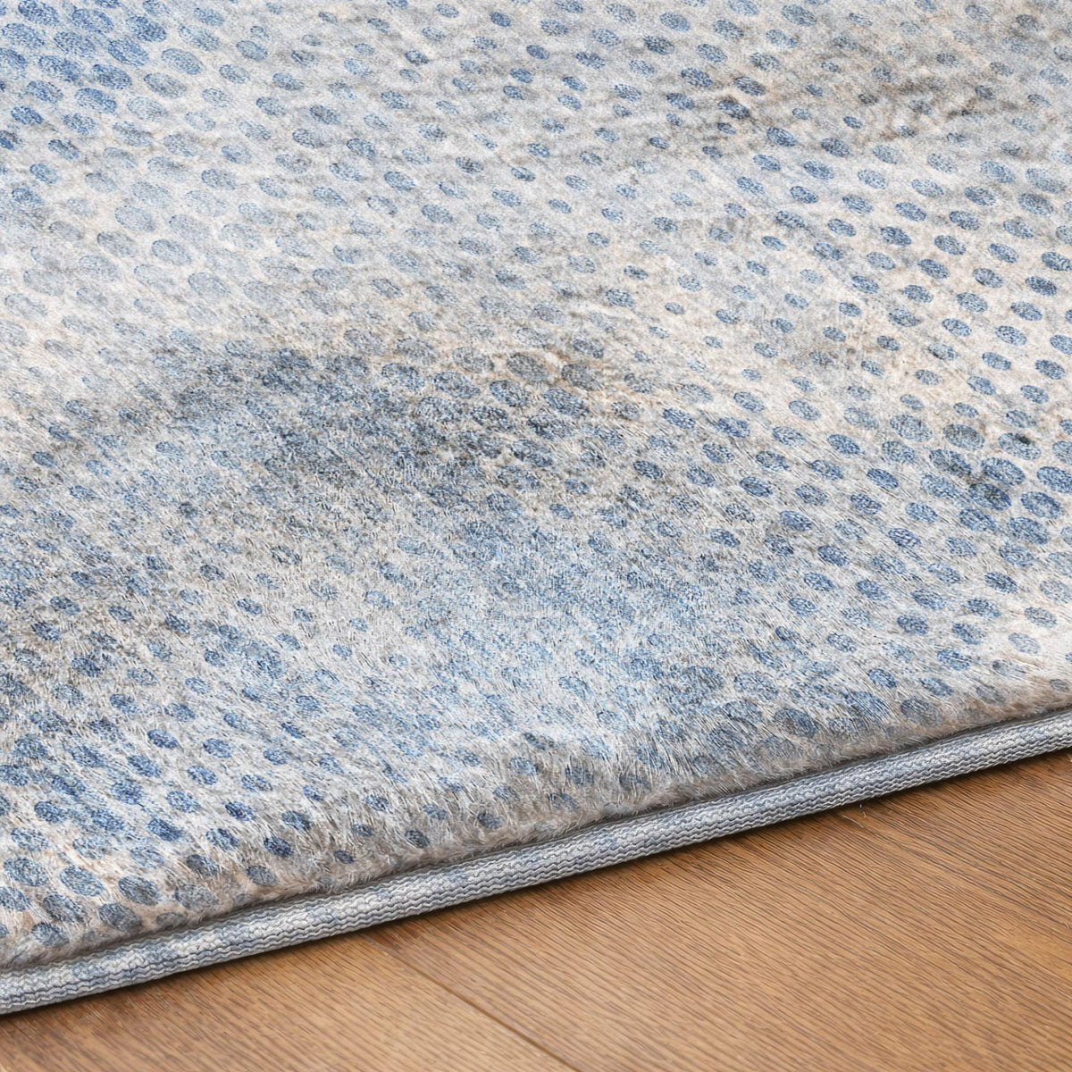 9' X 12' Blue And Denim Blue Geometric Shag Washable Area Rug With UV Protection - HomeRoots - Flyclothing LLC