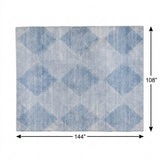 9' X 12' Blue And Denim Blue Geometric Shag Washable Area Rug With UV Protection - HomeRoots - Flyclothing LLC