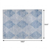 10' X 14' Blue And Denim Blue Geometric Shag Washable Area Rug With UV Protection - HomeRoots - Flyclothing LLC