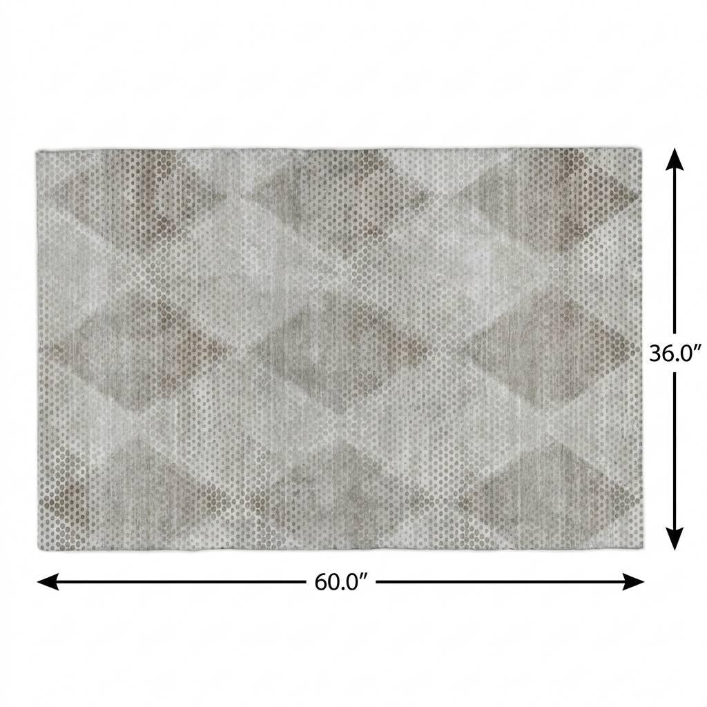 3' X 5' Gray And Silver Geometric Shag Washable Area Rug With UV Protection - HomeRoots - Flyclothing LLC