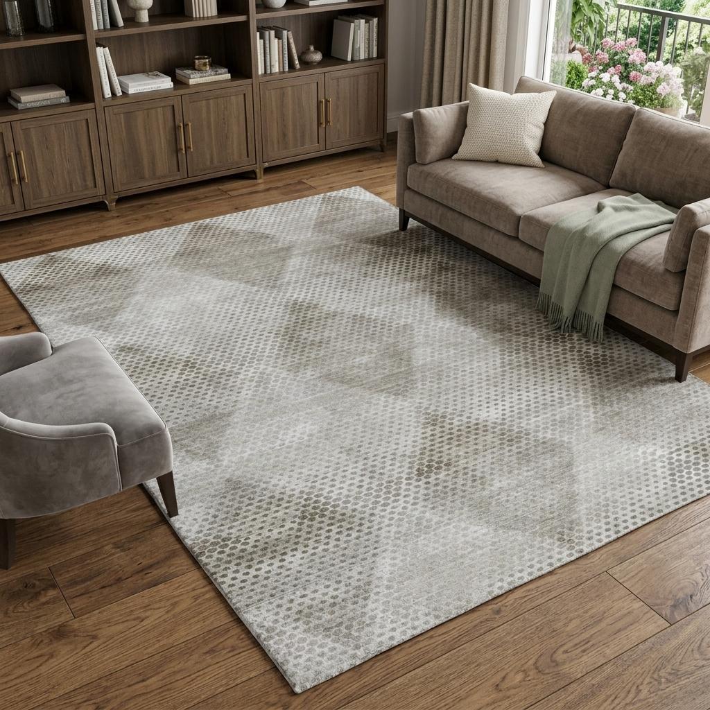 8' X 10' Gray And Silver Geometric Shag Washable Area Rug With UV Protection - HomeRoots - Flyclothing LLC