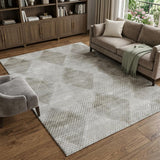 8' X 10' Gray And Silver Geometric Shag Washable Area Rug With UV Protection - HomeRoots - Flyclothing LLC