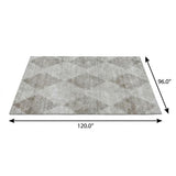 8' X 10' Gray And Silver Geometric Shag Washable Area Rug With UV Protection - HomeRoots - Flyclothing LLC