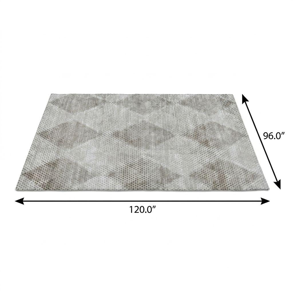 8' X 10' Gray And Silver Geometric Shag Washable Area Rug With UV Protection - HomeRoots - Flyclothing LLC