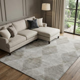 9' X 12' Gray And Silver Geometric Shag Washable Area Rug With UV Protection - HomeRoots - Flyclothing LLC