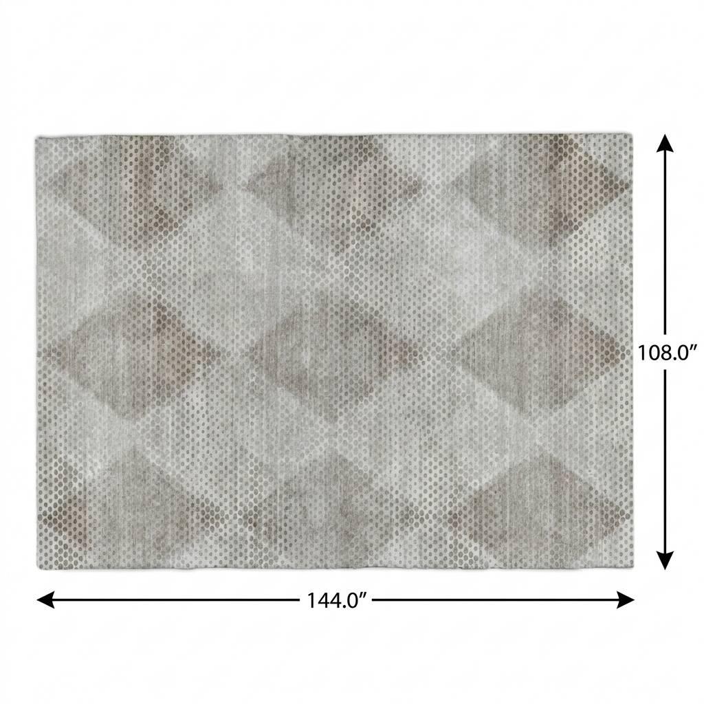 9' X 12' Gray And Silver Geometric Shag Washable Area Rug With UV Protection - HomeRoots - Flyclothing LLC