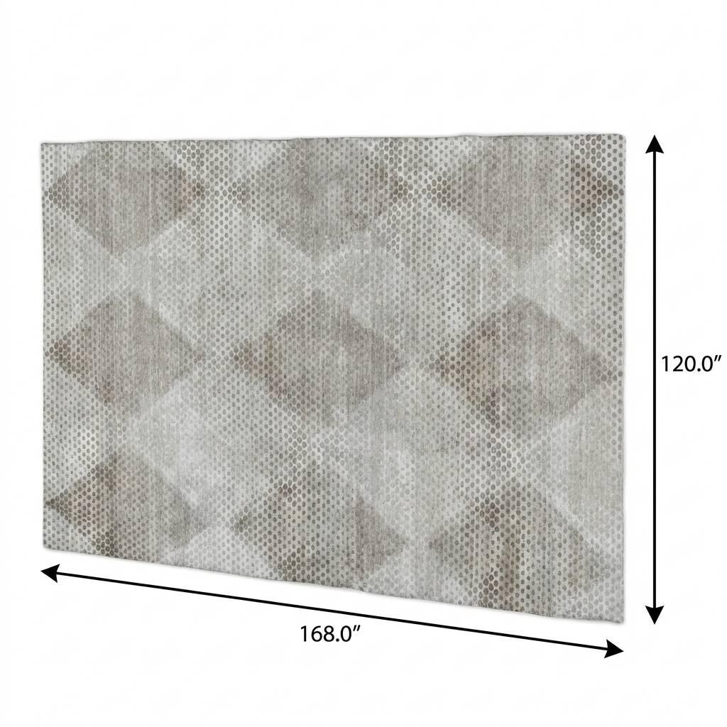 10' X 14' Gray And Silver Geometric Shag Washable Area Rug With UV Protection - HomeRoots - Flyclothing LLC