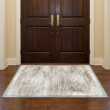 3' X 5' Ivory And Silver Geometric Shag Washable Area Rug With UV Protection - HomeRoots - Flyclothing LLC