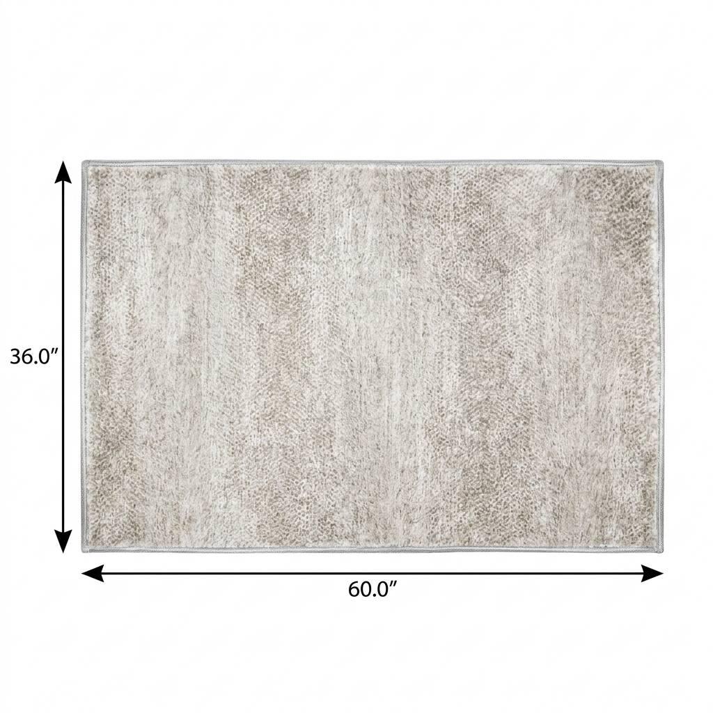 3' X 5' Ivory And Silver Geometric Shag Washable Area Rug With UV Protection - HomeRoots - Flyclothing LLC