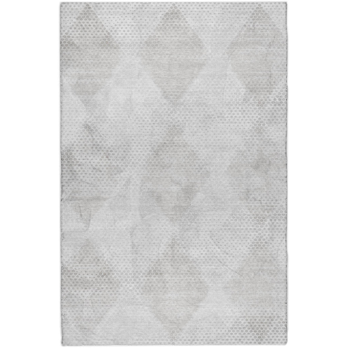 5' X 8' Ivory And Silver Geometric Shag Washable Area Rug With UV Protection - HomeRoots - Flyclothing LLC