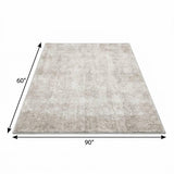 5' X 8' Ivory And Silver Geometric Shag Washable Area Rug With UV Protection - HomeRoots - Flyclothing LLC