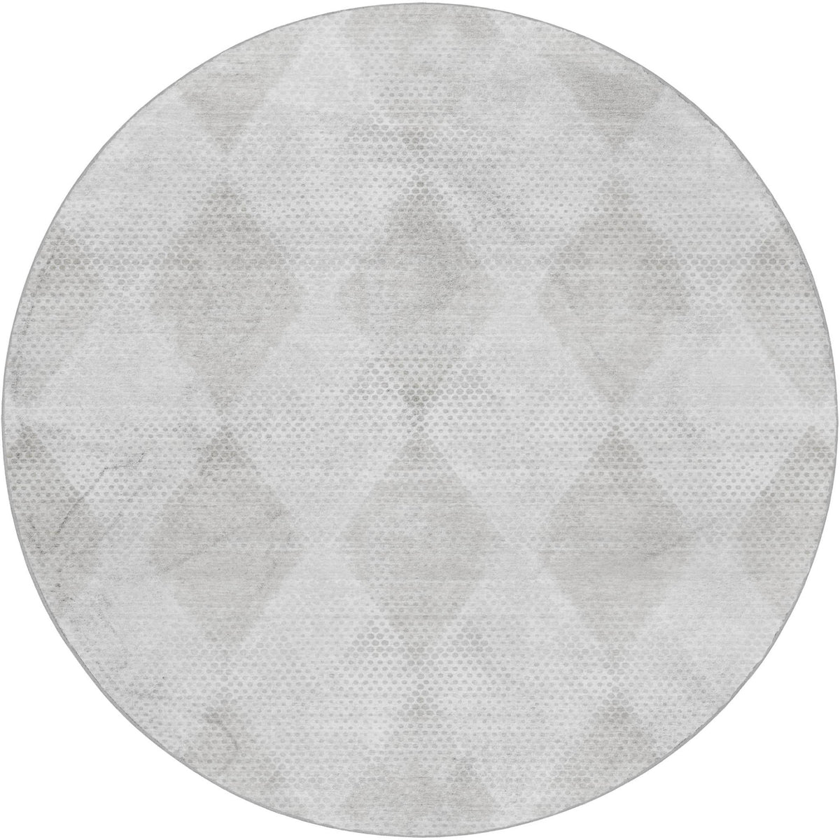 8' Ivory And Silver Geometric Shag Washable Round Rug With UV Protection - HomeRoots - Flyclothing LLC