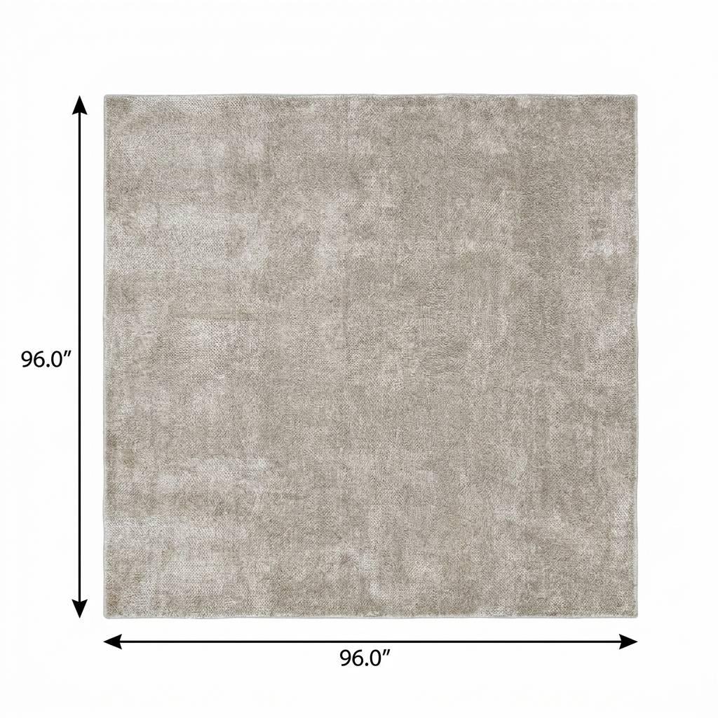 8' Ivory And Silver Geometric Shag Washable Round Rug With UV Protection - HomeRoots - Flyclothing LLC