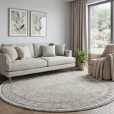 8' Ivory And Silver Geometric Shag Washable Round Rug With UV Protection - HomeRoots - Flyclothing LLC