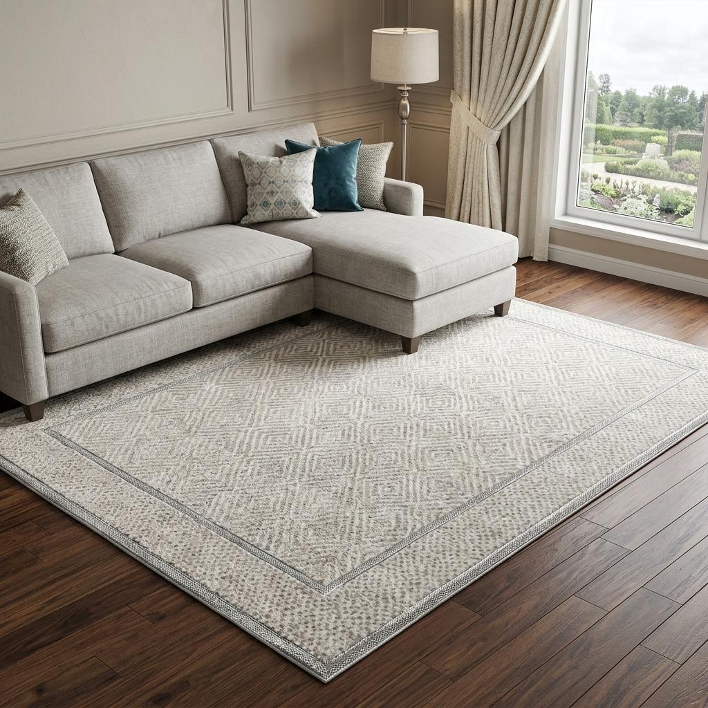 9' X 12' Ivory And Silver Geometric Shag Washable Area Rug With UV Protection - HomeRoots - Flyclothing LLC